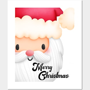 Cute Watercolor Santa Claus Merry Christmas Posters and Art